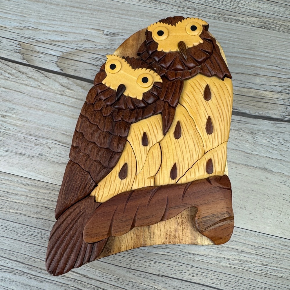 Carver Dan's Wooden Puzzle Box Owls
Trinket Box